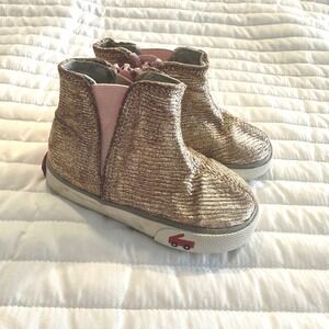 See Kai Run Toddler Girls Gold Glitter Zipper Ankle Boots Size 5